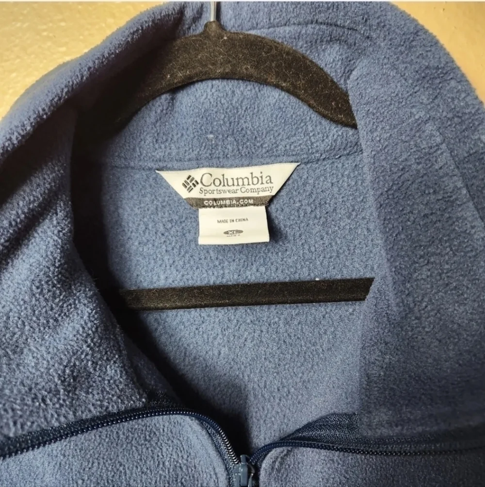Columbia Mens Navy Fleece Full Zip Collared Vest w/ Zipper Pockets-Size XL